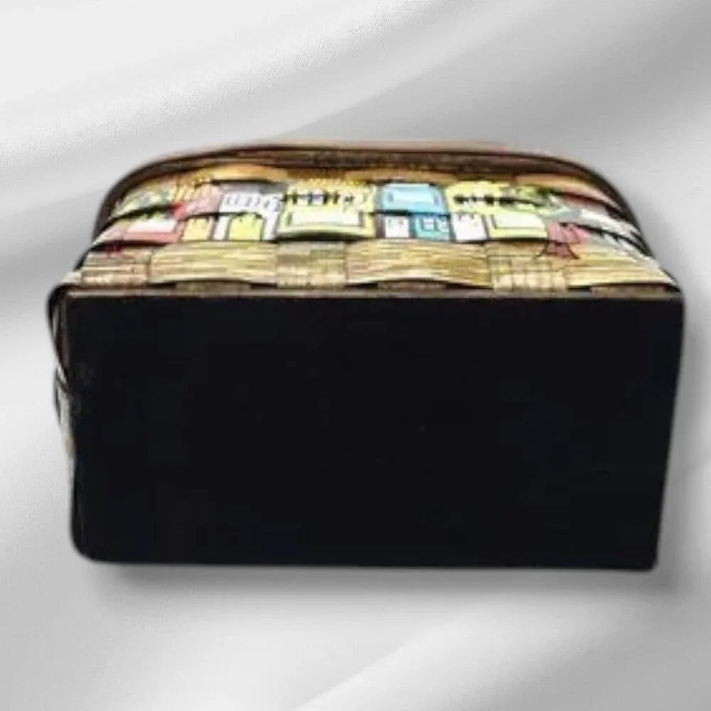 Vintage MCM Caro-Nan Basket Purse Signed Grand Rapids Streetscape Hand Painted - Picture 6 of 14